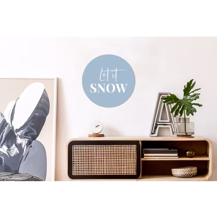 Sneeuw - Winter - Blauw - Let it snow Wandcirkel aluminium klein -kantoor