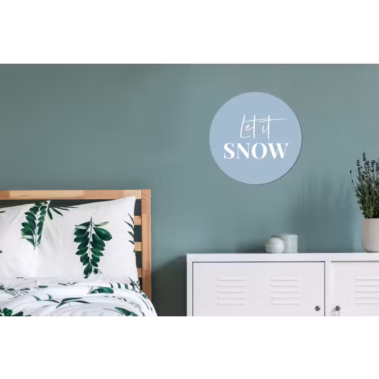 Sneeuw - Winter - Blauw - Let it snow Wandcirkel aluminium klein -slaapkamer