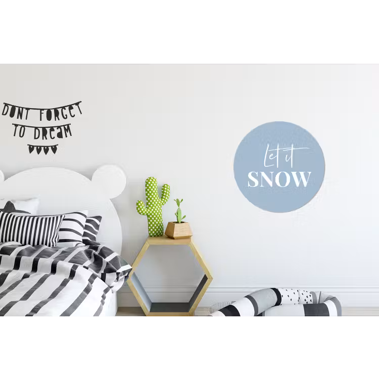 Sneeuw - Winter - Blauw - Let it snow Wandcirkel aluminium klein -kinderkamer