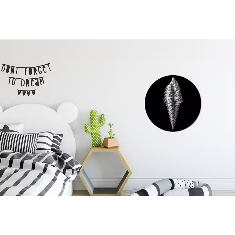 Softijs - Realistisch - Futuristisch Wandcirkel aluminium klein -kinderkamer