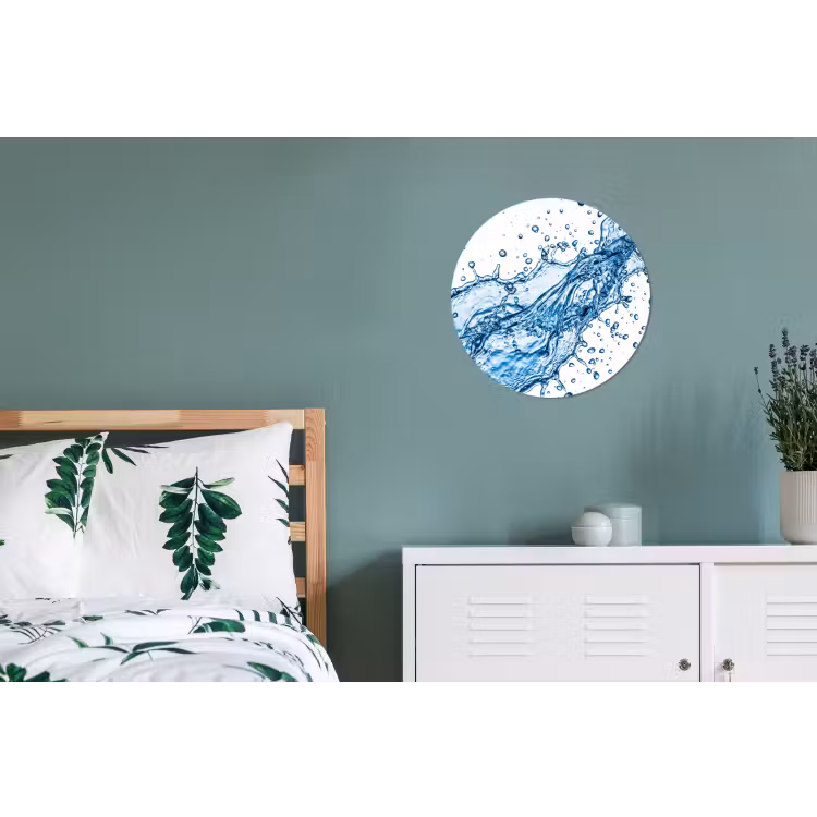 Spash - Water - Blauw Wandcirkel aluminium klein -slaapkamer