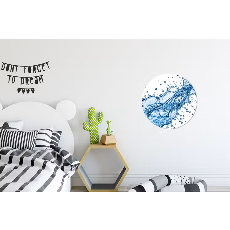 Spash - Water - Blauw Wandcirkel aluminium klein -kinderkamer
