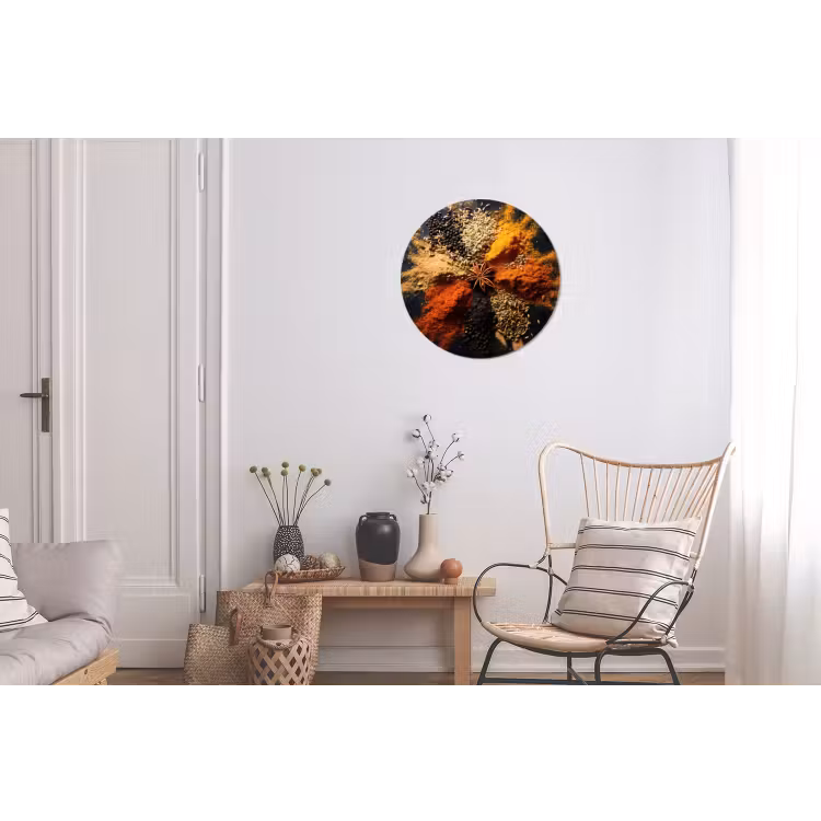 Specerijen - Explosie - Oranje Wandcirkel aluminium klein -woonkamer