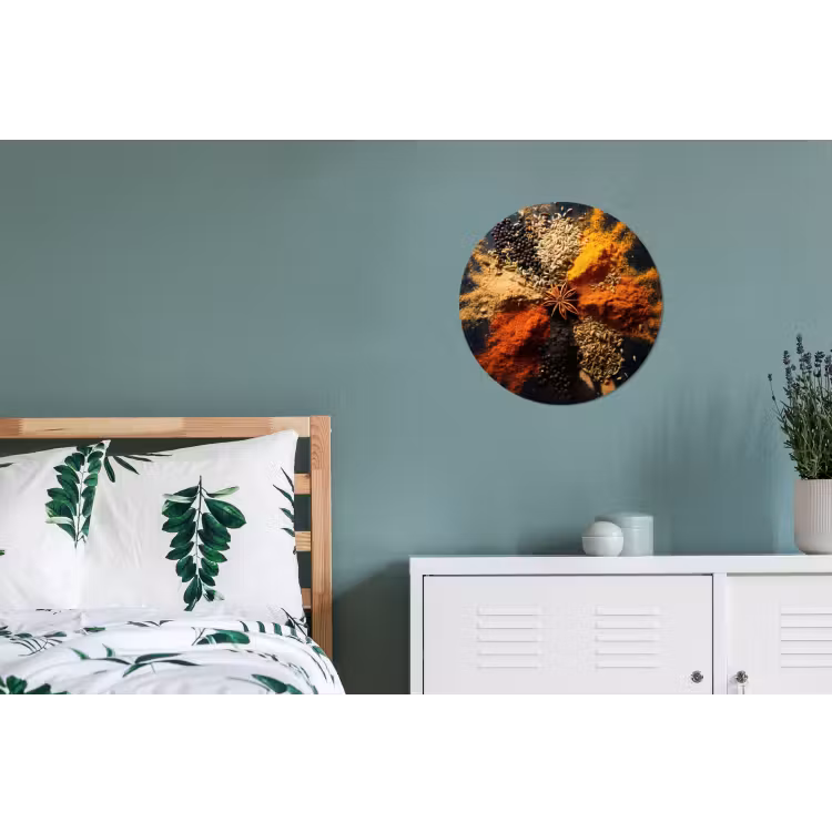 Specerijen - Explosie - Oranje Wandcirkel aluminium klein -slaapkamer
