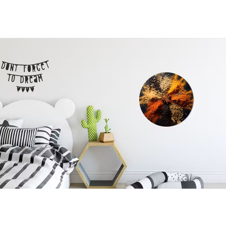 Specerijen - Explosie - Oranje Wandcirkel aluminium klein -kinderkamer
