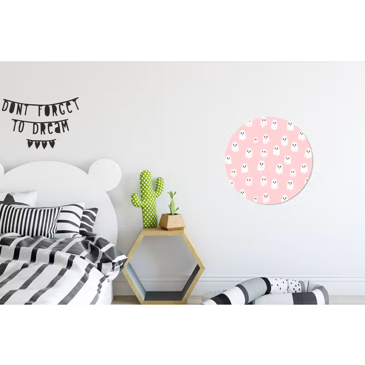 Spookjes - Patroon - Roze Wandcirkel aluminium klein 190 -kinderkamer