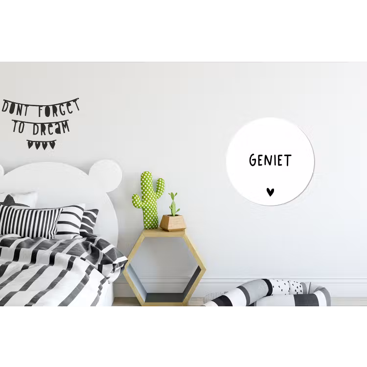 Spreuken - Geniet - Quotes Wandcirkel aluminium klein -kinderkamer
