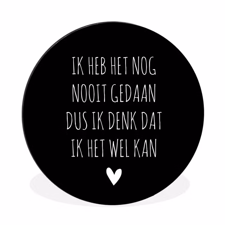 Spreuken - Ik heb het nog nooit gedaan dus - Quotes Wandcirkel aluminium klein -3d