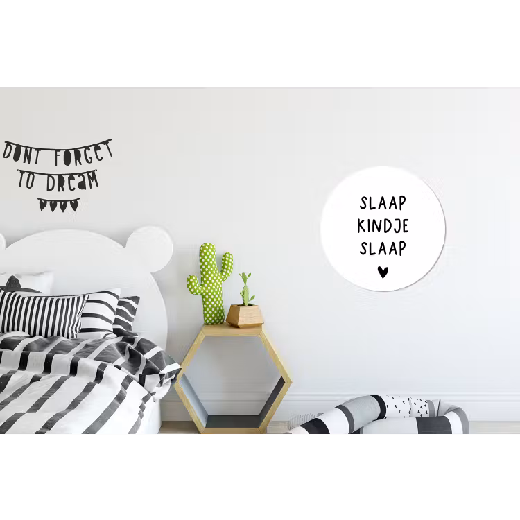 Spreuken - Quotes - Slaap kindje slaap Wandcirkel aluminium klein -kinderkamer