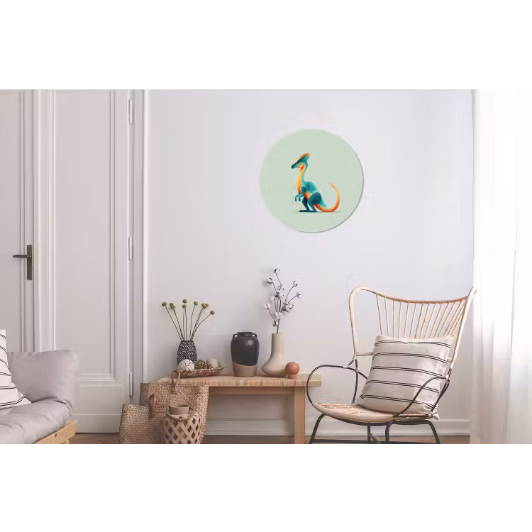 Staart - Dino - Minimalistisch - Blauw Wandcirkel aluminium klein -woonkamer