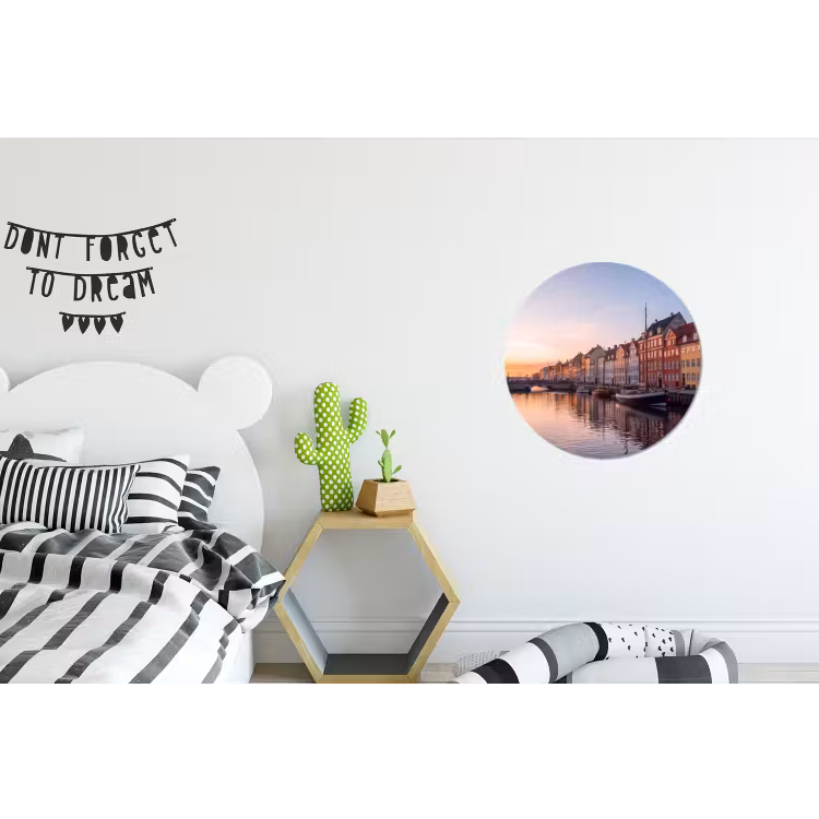 Stad - Gracht - Zonsondergang - Klassiek - Kleurrijk Wandcirkel aluminium klein -kinderkamer