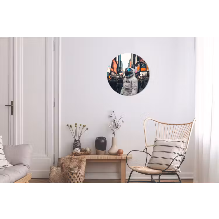 Stad - Mensen - Astronaut - Wit Wandcirkel aluminium klein -woonkamer