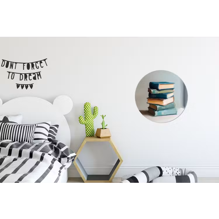 Stapel - Boeken - Groen - Daglicht Wandcirkel aluminium klein -kinderkamer