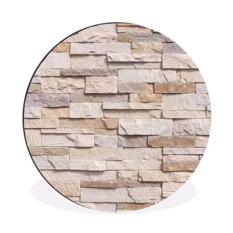 Steen - Muur - Textuur - Rustiek - Beige Wandcirkel aluminium klein -3d