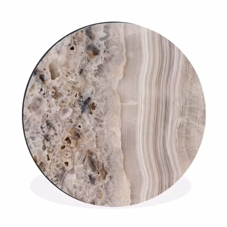 Steen - Textuur - Abstract - Beige - Wit Wandcirkel aluminium klein -3d
