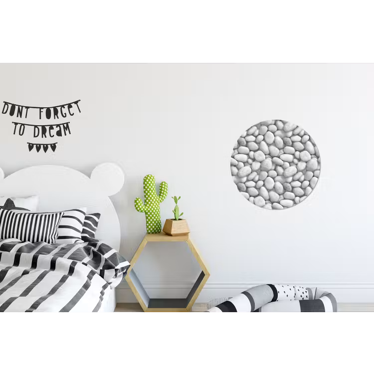 Steentjes - Grijs - Ovaal Wandcirkel aluminium klein 190 -kinderkamer