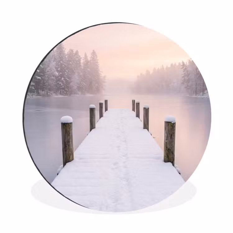 Steiger - Meer - Mist - Winter - Serene Wandcirkel aluminium klein -3d