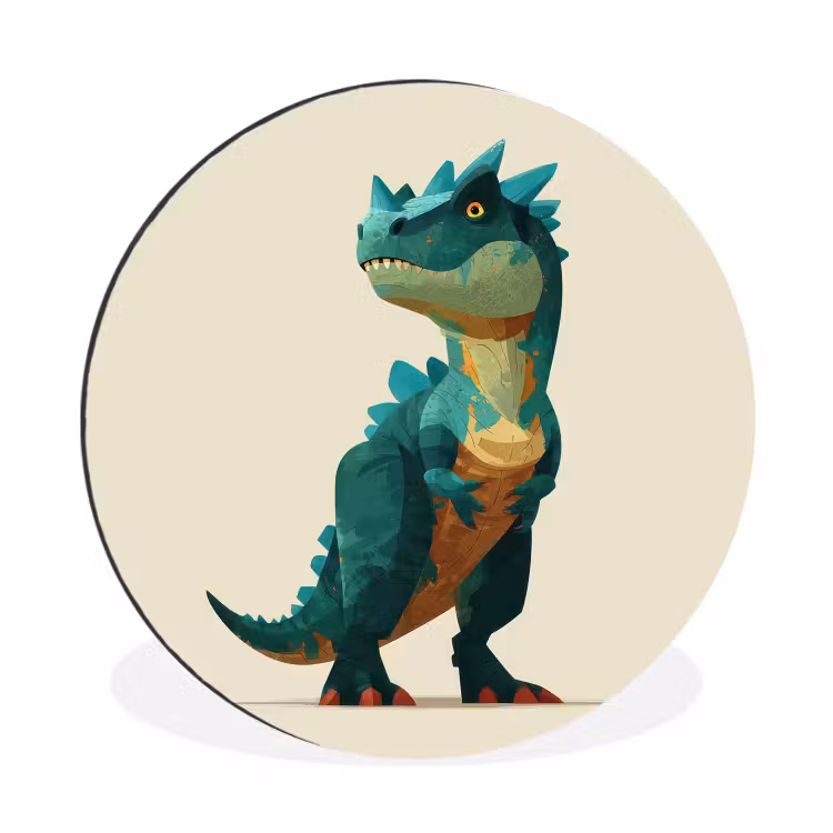 Stekels - Dino - Blauw - Gespierd Wandcirkel aluminium klein -3d