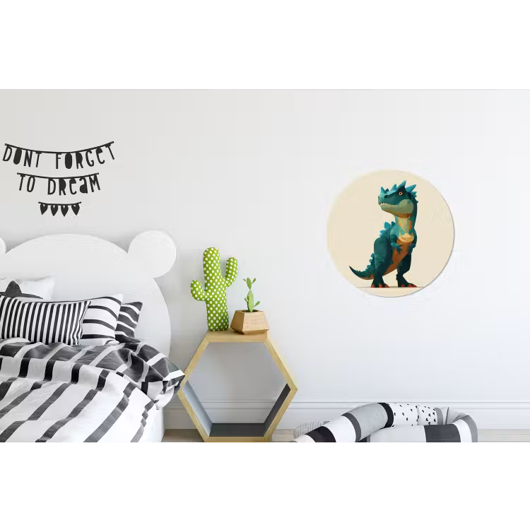Stekels - Dino - Blauw - Gespierd Wandcirkel aluminium klein -kinderkamer