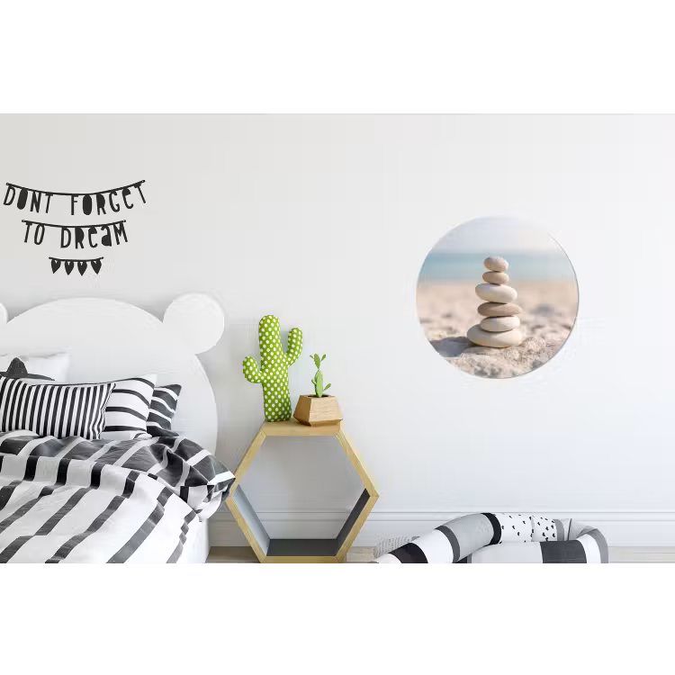 Stenen - Stapel - Zand - Zee Wandcirkel aluminium klein -kinderkamer