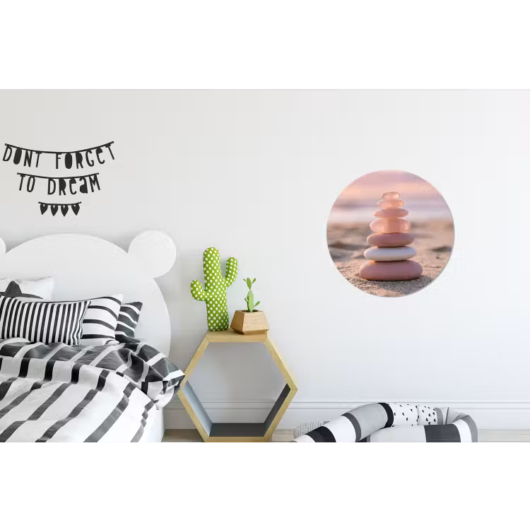 Stenen - Zand - Roze Wandcirkel aluminium klein -kinderkamer