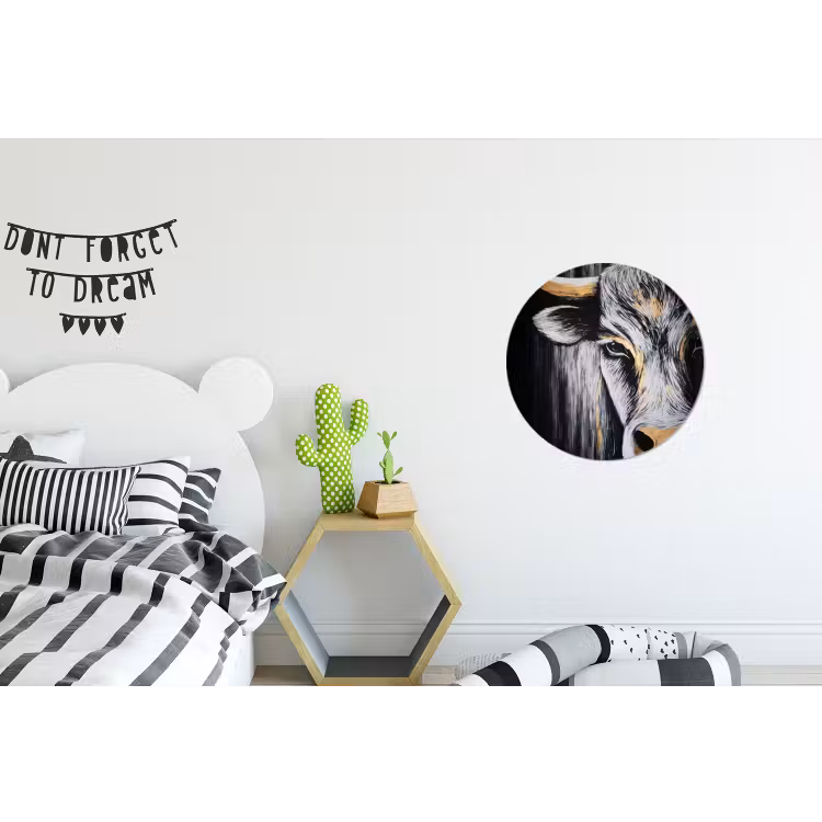 Stier - Hoorns - Snuit - Goud Wandcirkel aluminium klein -kinderkamer