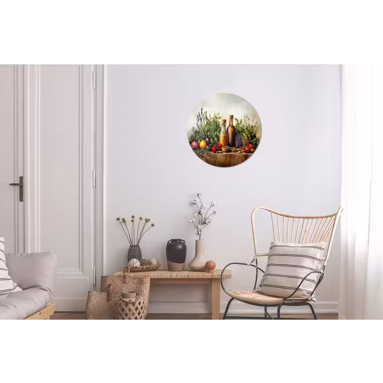 Stilleven - Kruiden - Specerijen - Fruit - Kleurrijk Wandcirkel aluminium klein -woonkamer