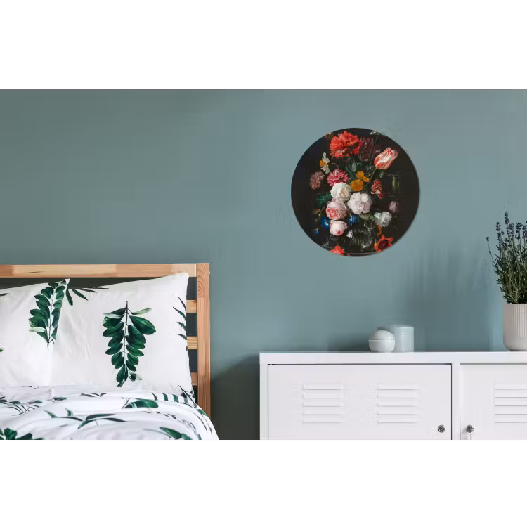 Stilleven met bloemen in een glazen vaas - Schilderij van Jan Davidsz. de Heem Wandcirkel aluminium klein -slaapkamer