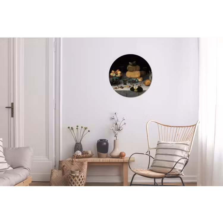 Stilleven met kazen - Schilderij van Floris Claesz. van Dijck Wandcirkel aluminium klein -woonkamer