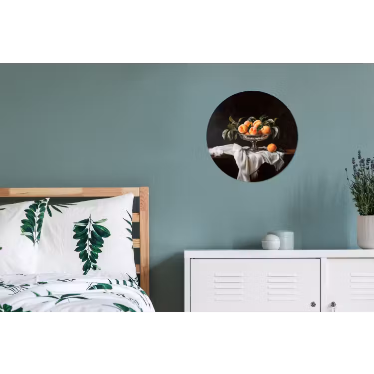 Stilleven - Perziken - Vintage Wandcirkel aluminium klein -slaapkamer