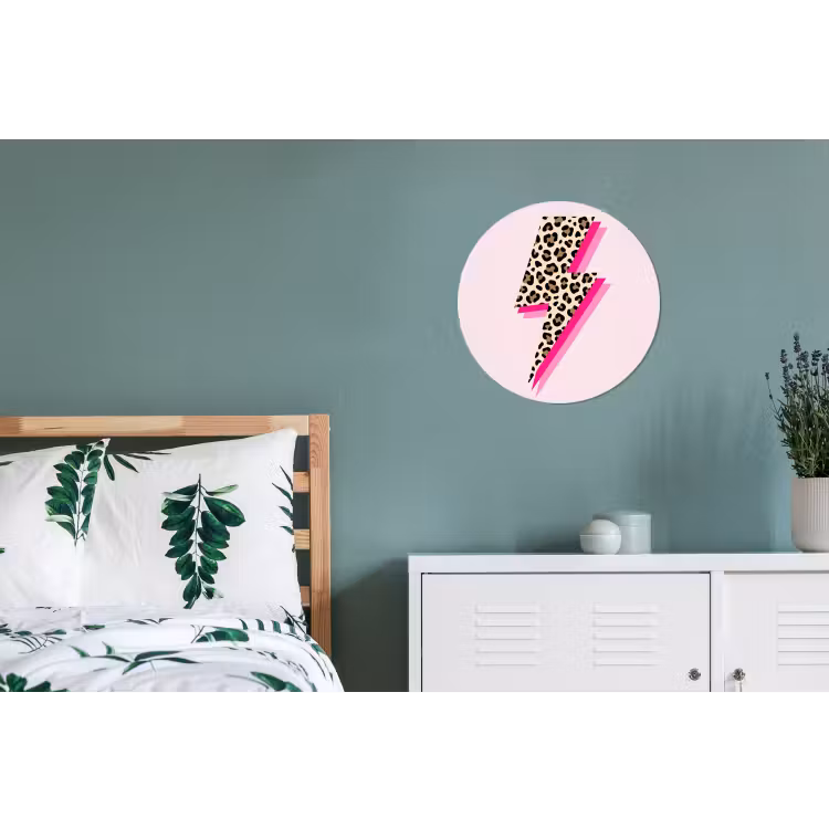 Stippen - Roze - Bliksem Wandcirkel aluminium klein -slaapkamer