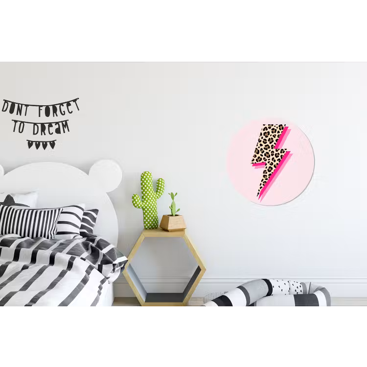 Stippen - Roze - Bliksem Wandcirkel aluminium klein -kinderkamer