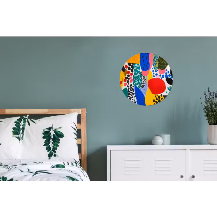 Stippen - Vormen - Modern - Kleuren Wandcirkel aluminium klein -slaapkamer