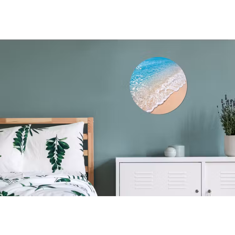 Strand - Water - Natuur - Blauw - Beige Wandcirkel aluminium klein -slaapkamer