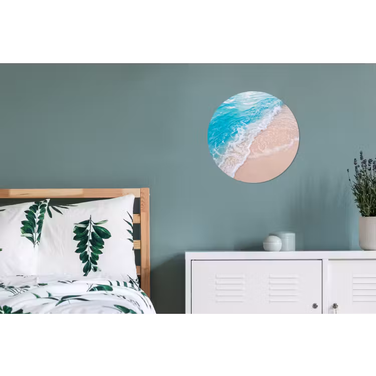 Strand - Zee - Golf - Natuur - Blauw Wandcirkel aluminium klein -slaapkamer