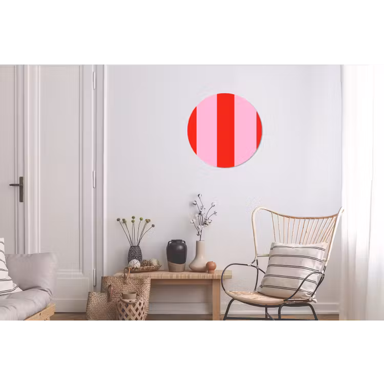 Strepen - Klassiek - Roze Wandcirkel aluminium klein 190 -woonkamer