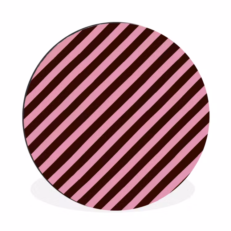 Strepen - Roze - Bruin Wandcirkel aluminium klein 190 -3d