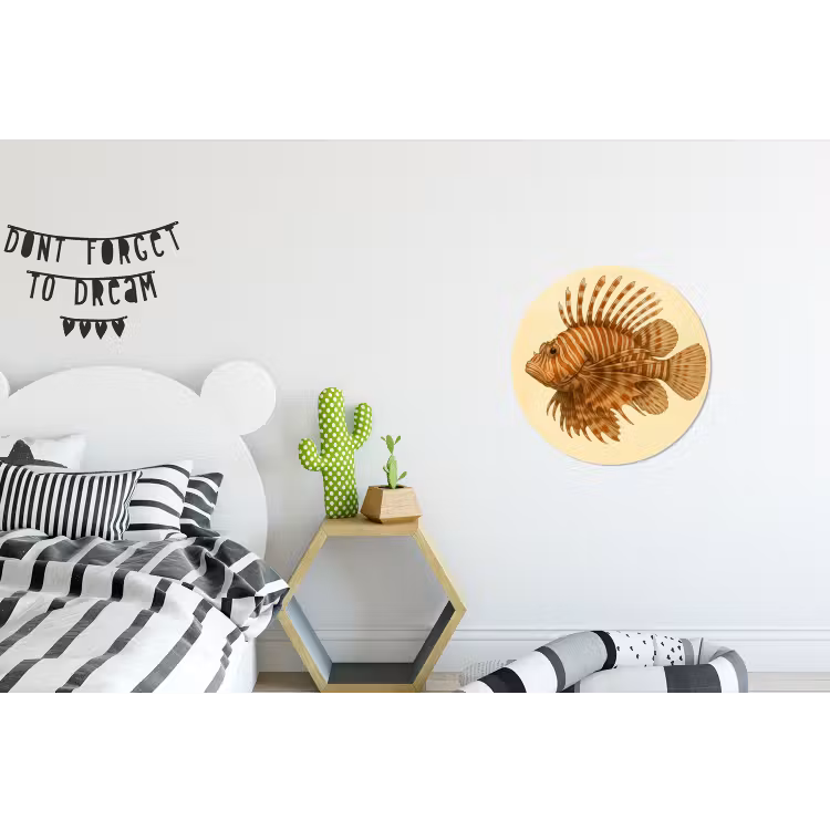 Strepen - Vis - Rond - Stekels Wandcirkel aluminium klein -kinderkamer