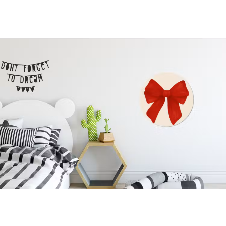 Strik - Symmetrisch - Rood - Lint Wandcirkel aluminium klein -kinderkamer