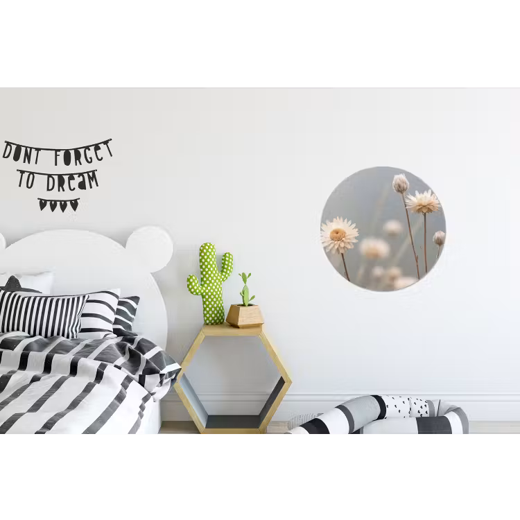 Strobloemen - Wit - Daglicht Wandcirkel aluminium klein -kinderkamer