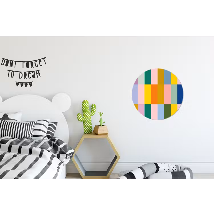 Stroken - Blauw - Patroon - Abstract Wandcirkel aluminium klein -kinderkamer