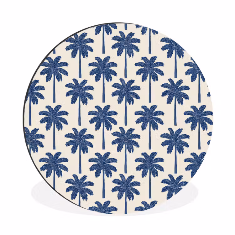 Symmetrisch - Palm - Blauw Wandcirkel aluminium klein 190 -3d