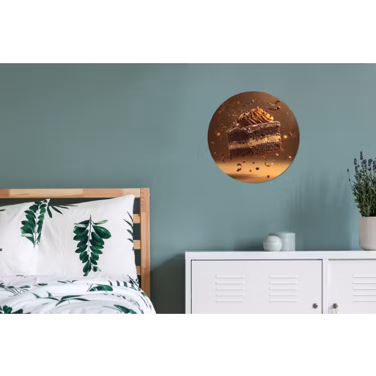 Taart - Chocolade - Eten - Brownie Wandcirkel aluminium klein -slaapkamer