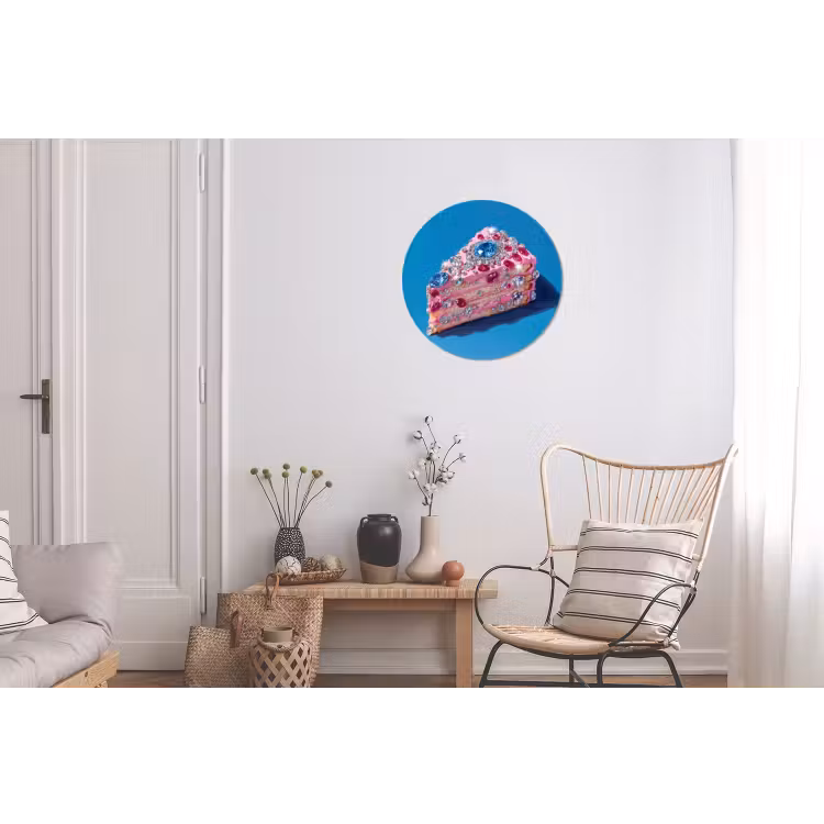 Taart - Edelstenen - Glitters - Roze Wandcirkel aluminium klein -woonkamer