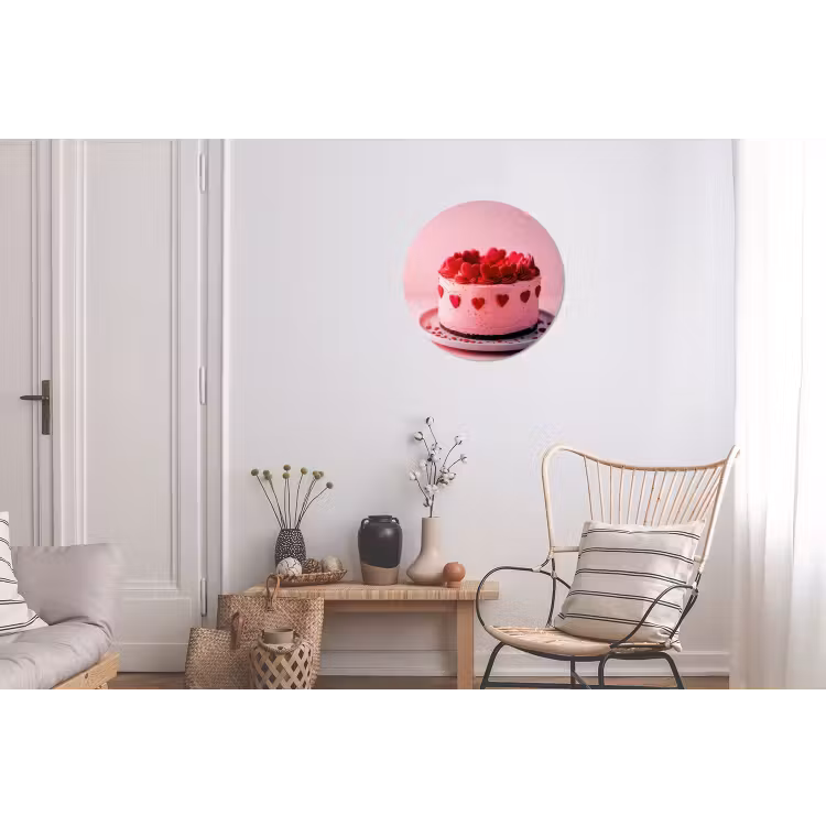 Taart - Hart - Roze Wandcirkel aluminium klein -woonkamer