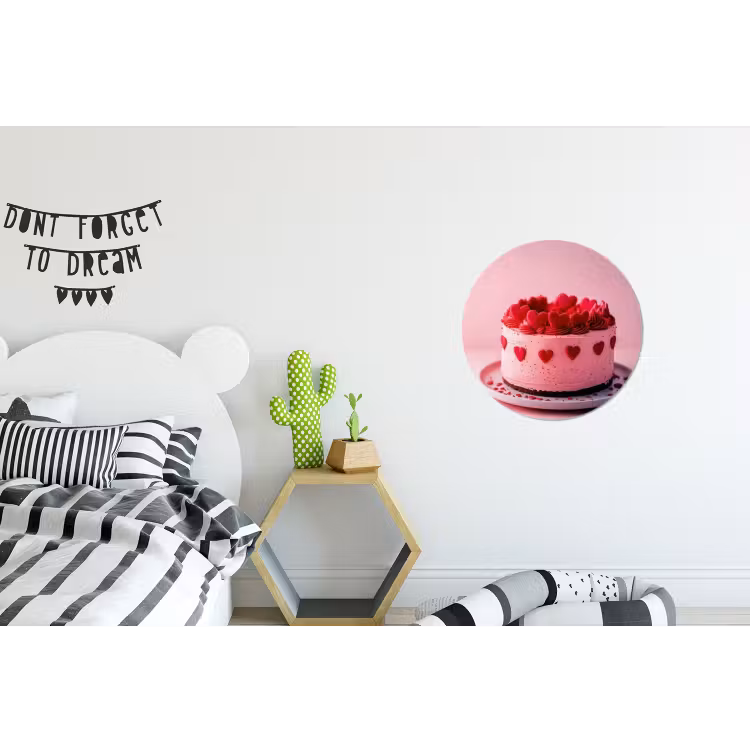 Taart - Hart - Roze Wandcirkel aluminium klein -kinderkamer