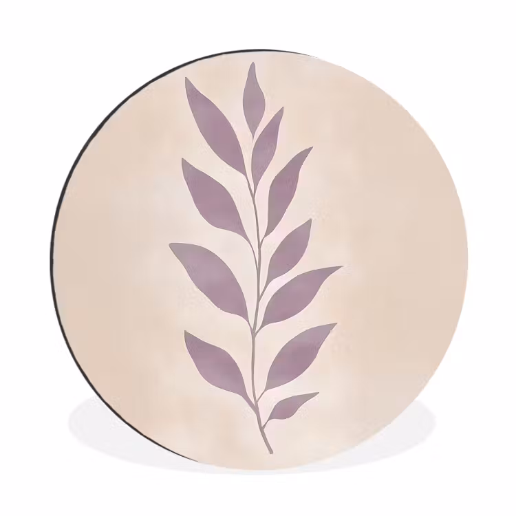 Tak - Bladeren - Minimalistisch - Beige Wandcirkel aluminium klein -3d