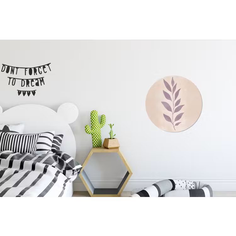 Tak - Bladeren - Minimalistisch - Beige Wandcirkel aluminium klein -kinderkamer