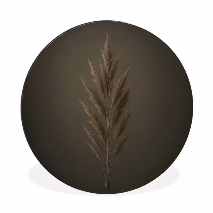 Tak - Pluimgras - Donkerbruin Wandcirkel aluminium klein -3d