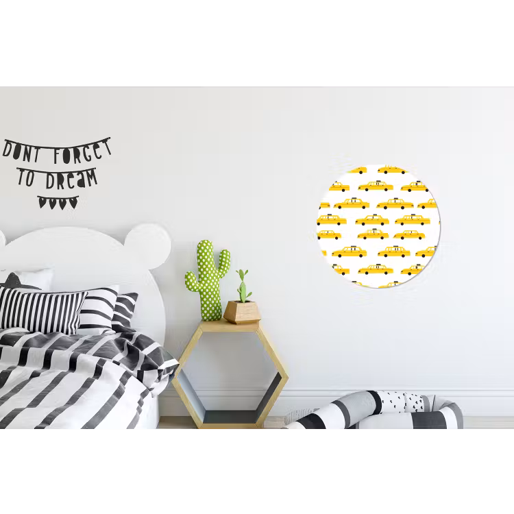 Taxi - Iconisch - Geel Wandcirkel aluminium klein 190 -kinderkamer